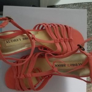 Strappy orange sherbert wedges-NWOT-NEVER WORN